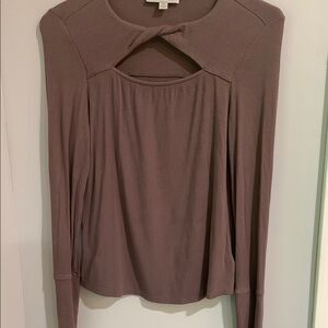 Allison Joy Chrissy Twist Neck Ribbed Top